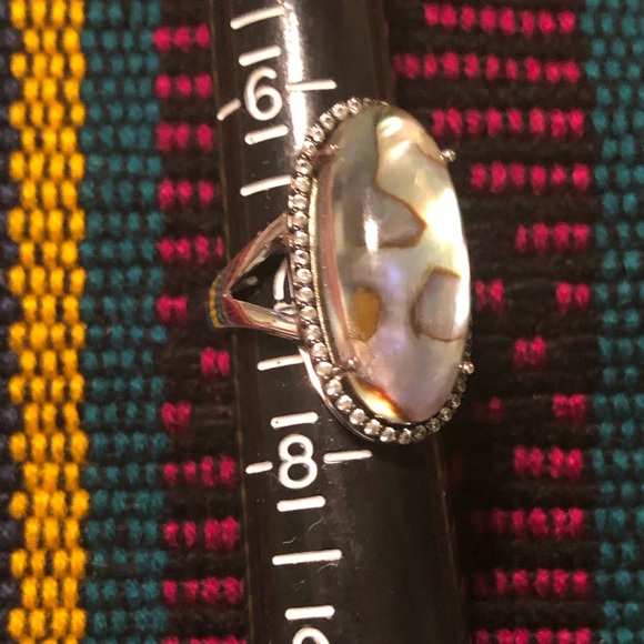 Graziela Gems Abalone Doublet & White Zircon Ring - Picture 4 of 6